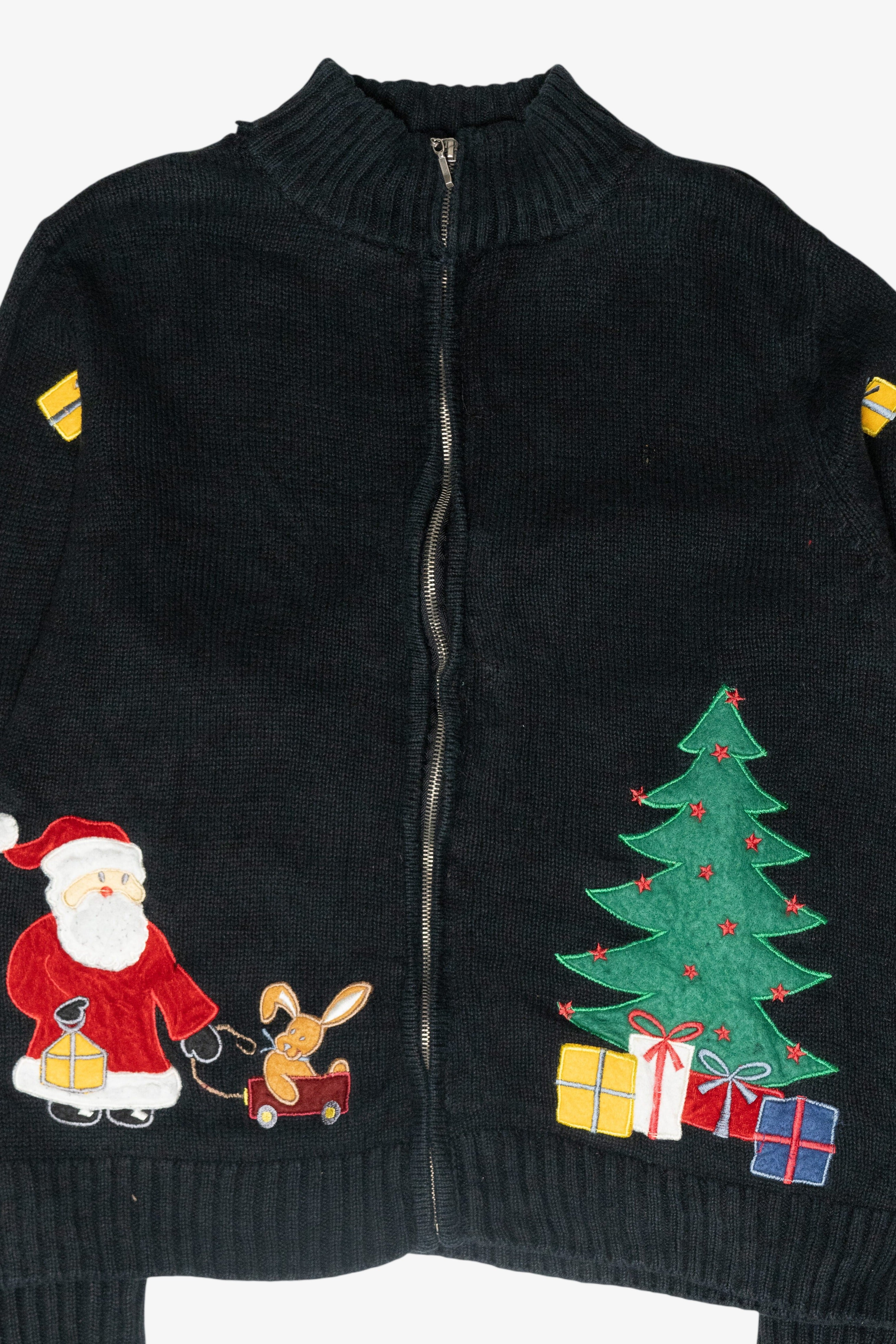 Presents Delivery Vintage Ugly Christmas Zip Sweater (1990s)