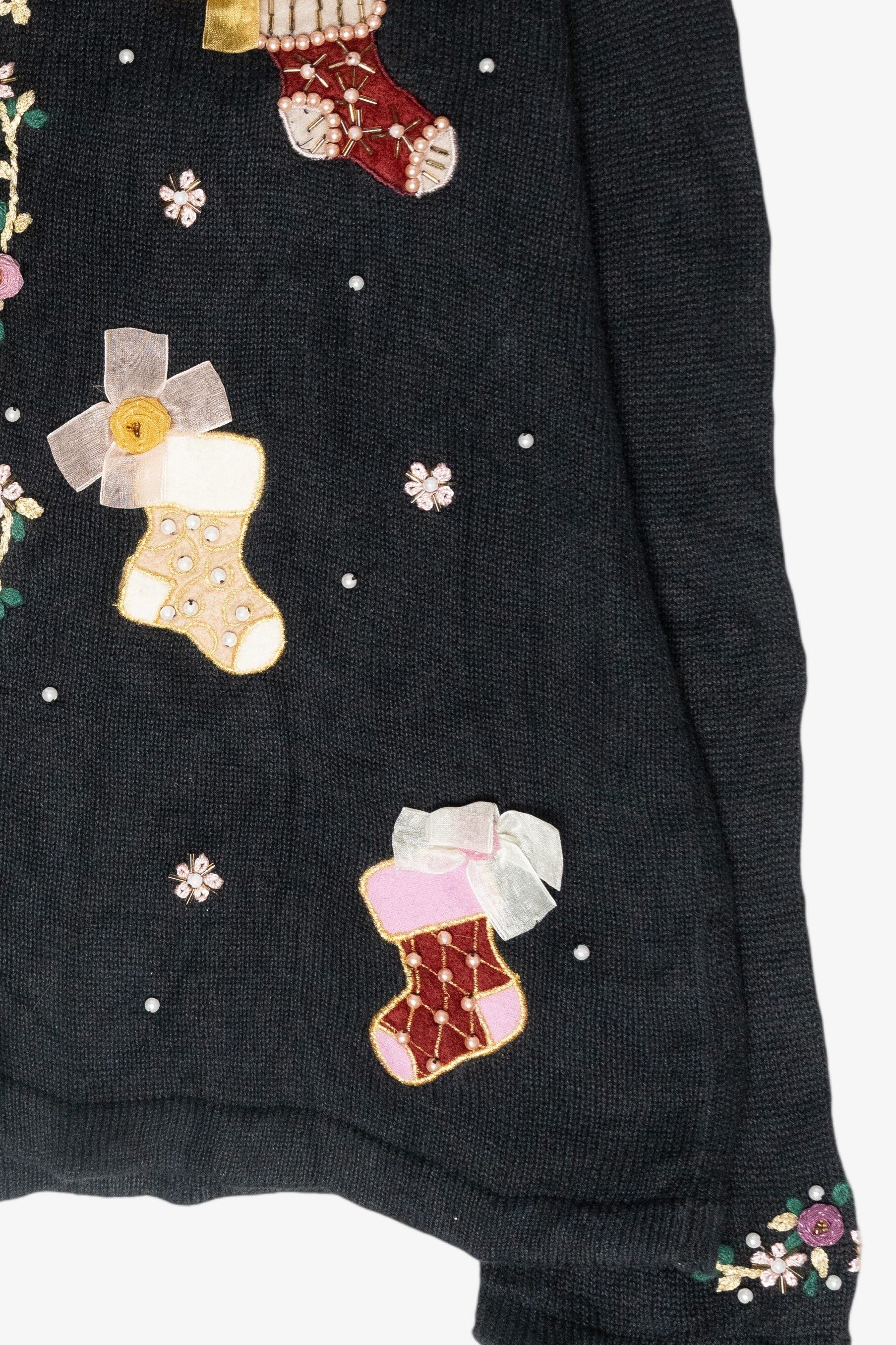 Floral Stockings Vintage Ugly Christmas Sweater (2000s)
