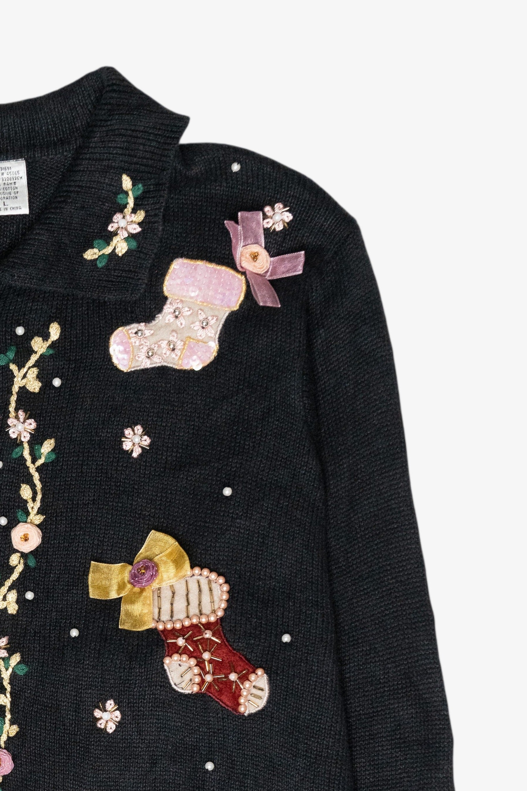 Floral Stockings Vintage Ugly Christmas Sweater (2000s)