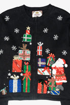 Presents Stack Vintage Ugly Christmas Zip Cardigan (2000s)