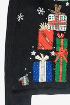 Presents Stack Vintage Ugly Christmas Zip Cardigan (2000s)