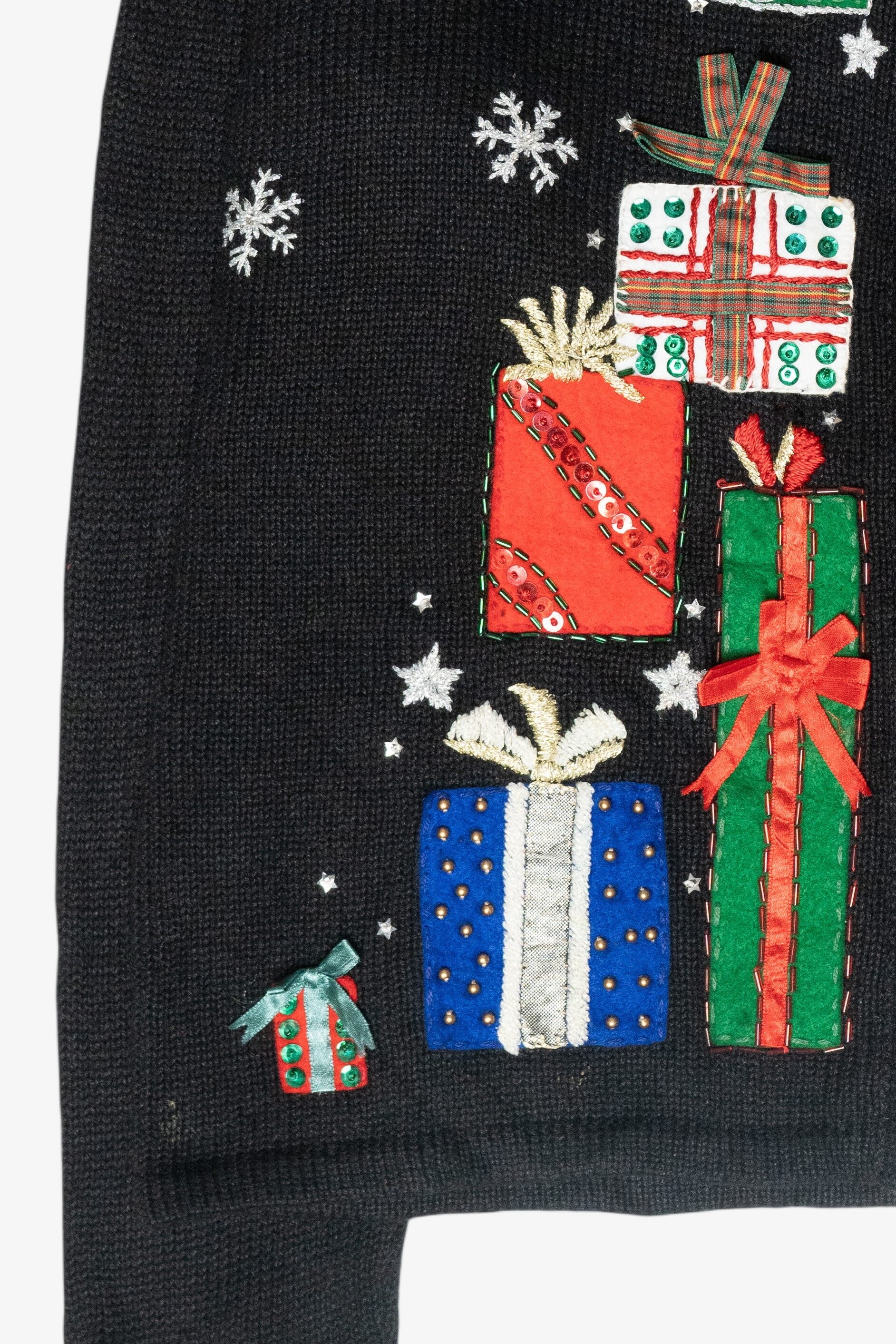 Presents Stack Vintage Ugly Christmas Zip Cardigan (2000s)