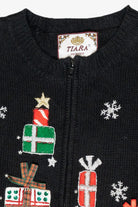 Presents Stack Vintage Ugly Christmas Zip Cardigan (2000s)