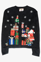Presents Stack Vintage Ugly Christmas Zip Cardigan (2000s)