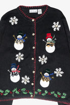 Animal Print Snowmen Vintage Ugly Christmas Cardigan (2000s)