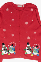 Juggling Snowmen Vintage Ugly Christmas Cardigan (2000s)