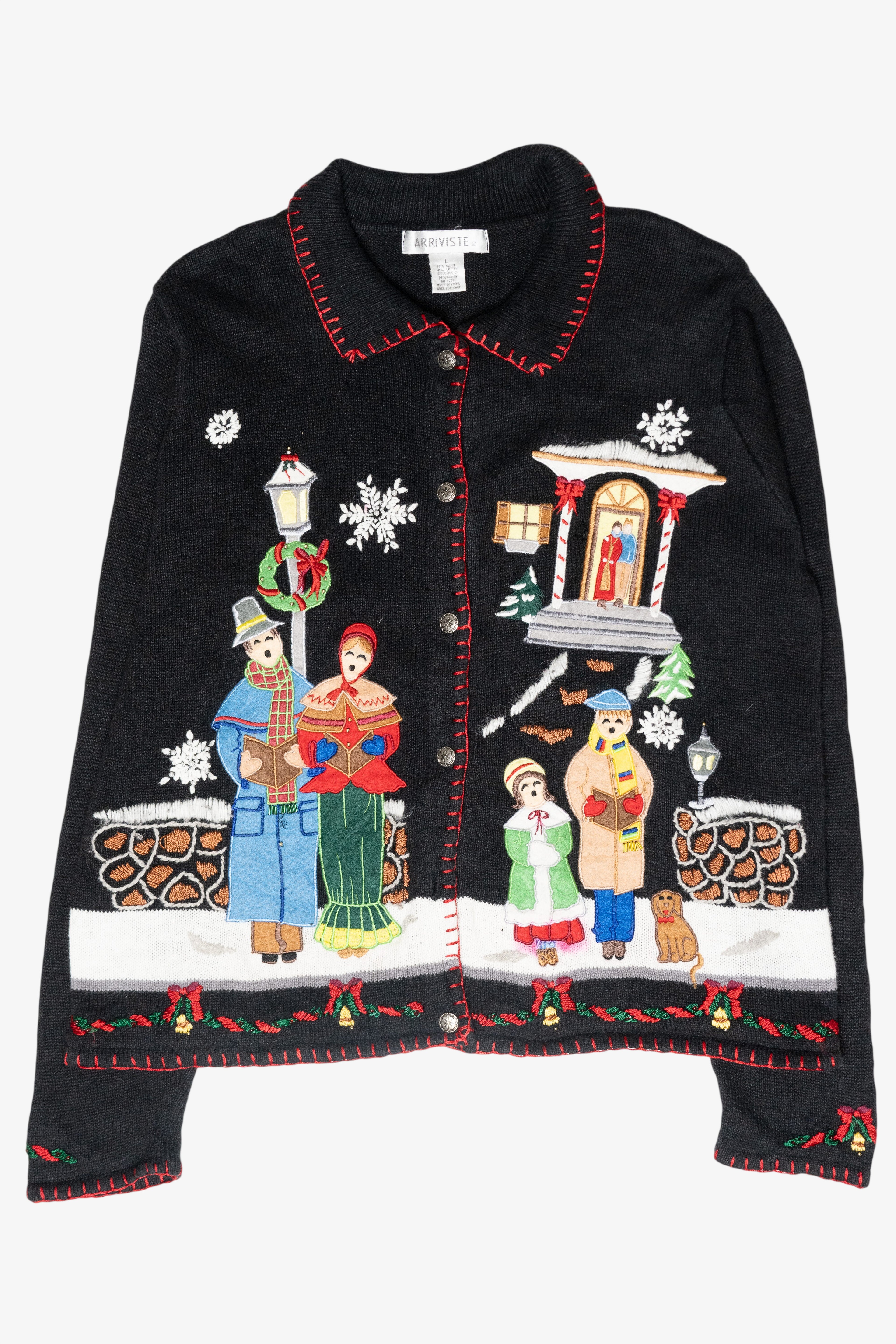 Carolers Vintage Ugly Christmas Cardigan (2000s)