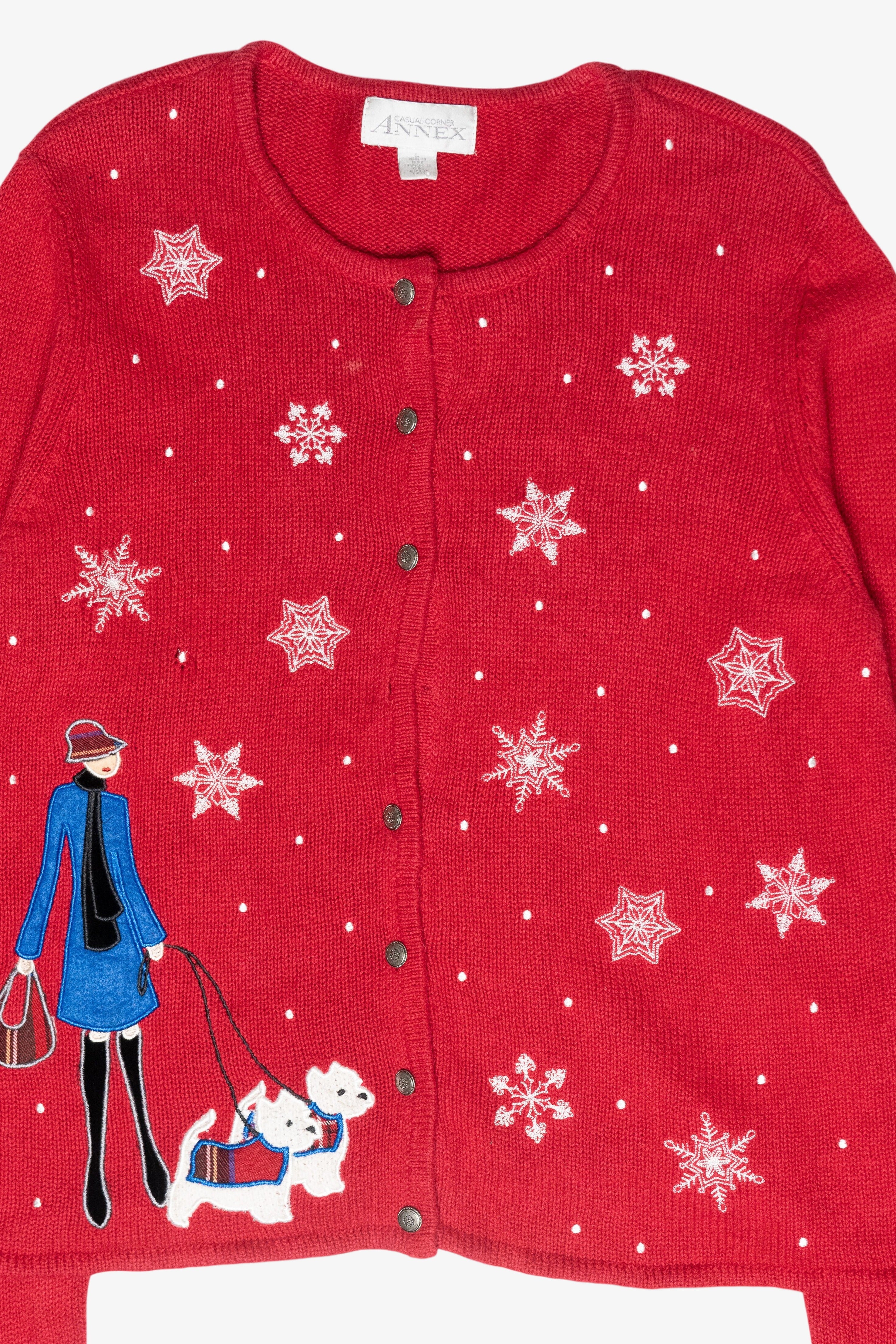 Dog Walk Vintage Ugly Christmas Cardigan (2000s)