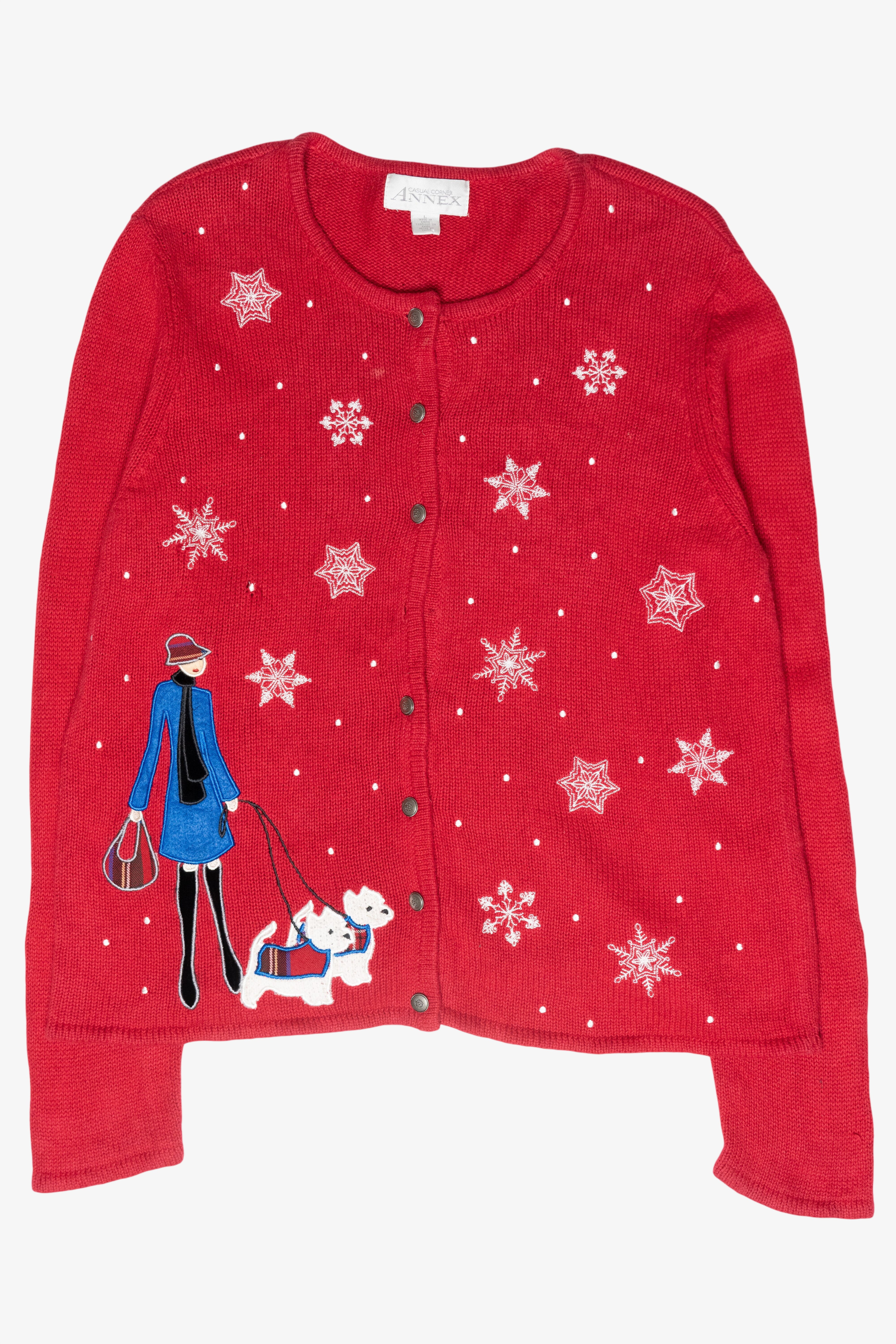 Dog Walk Vintage Ugly Christmas Cardigan (2000s)