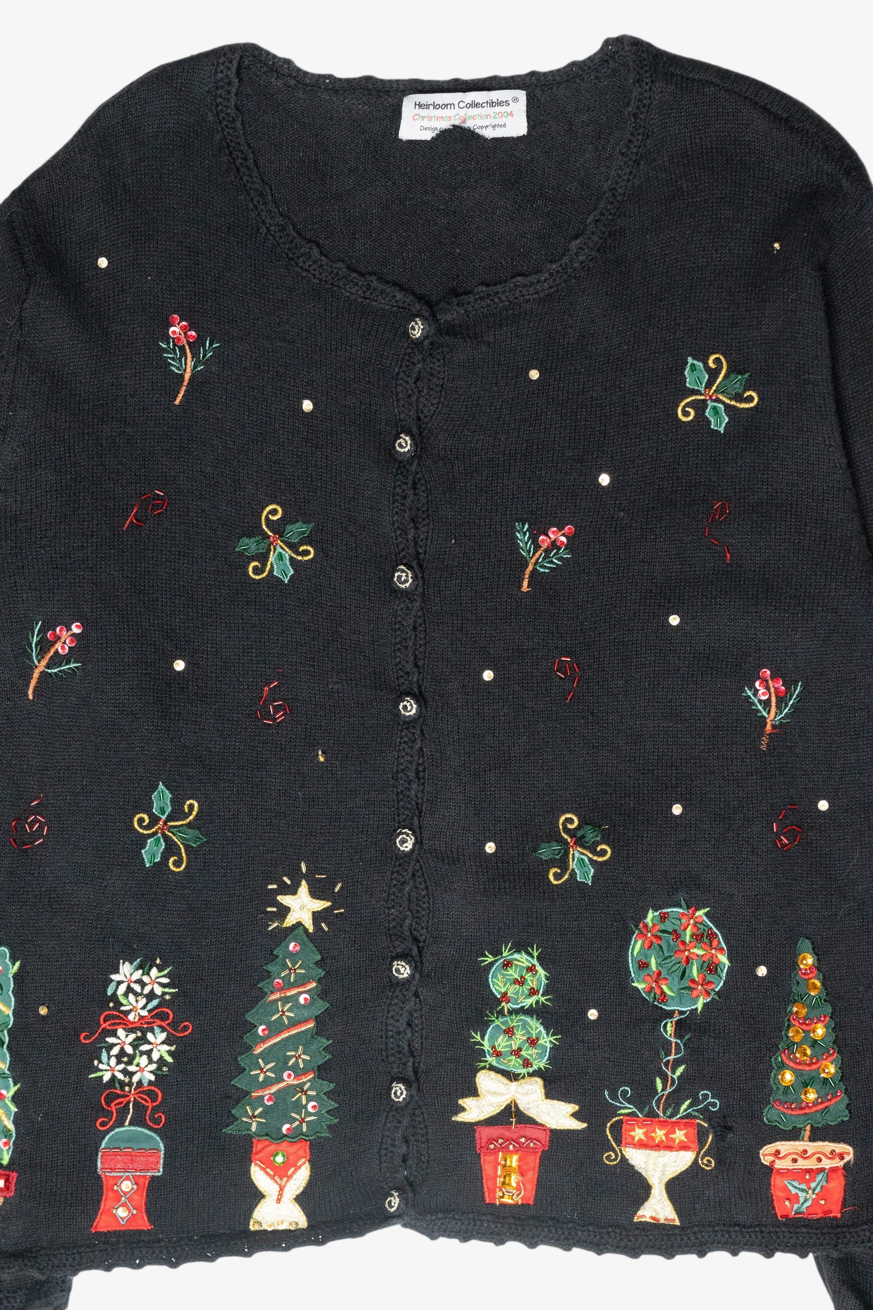 Festive Plants Vintage Ugly Christmas Sweater (2000s)