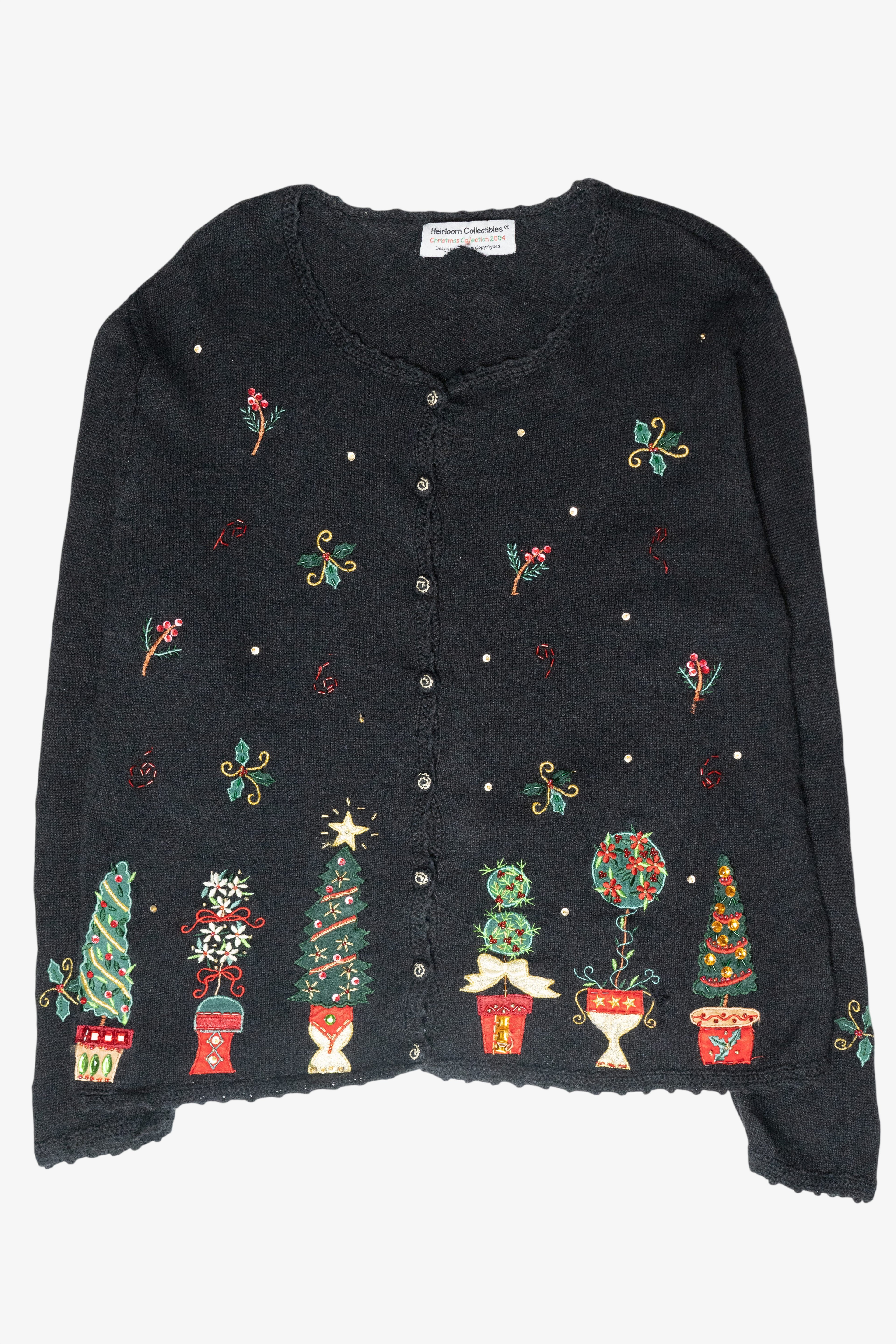 Festive Plants Vintage Ugly Christmas Sweater (2000s)