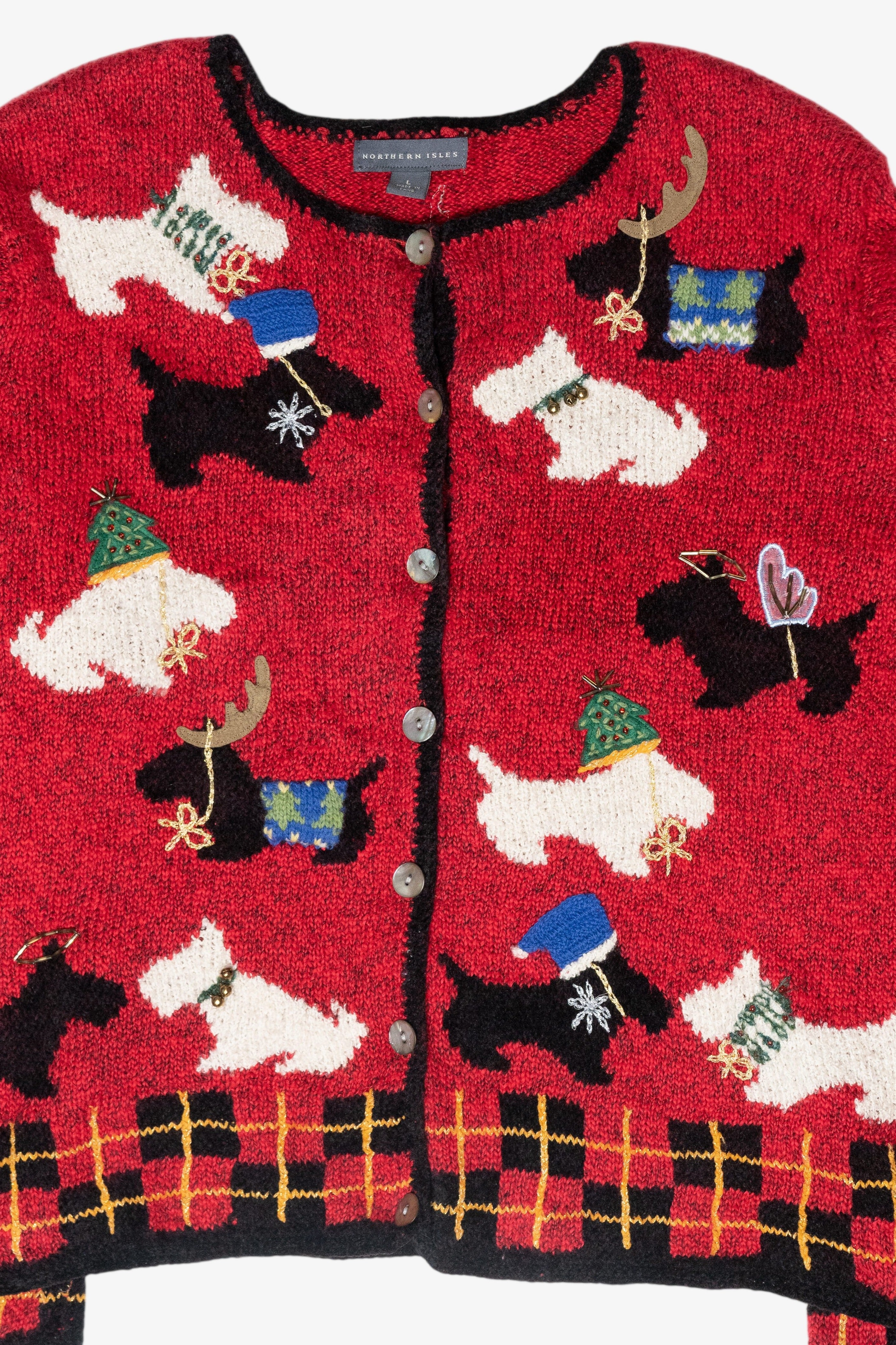 Festive Dogs Vintage Ugly Christmas Sweater (1990s)