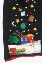 Starry Winter Village Vintage Christmas Zip Cardigan (2000s)