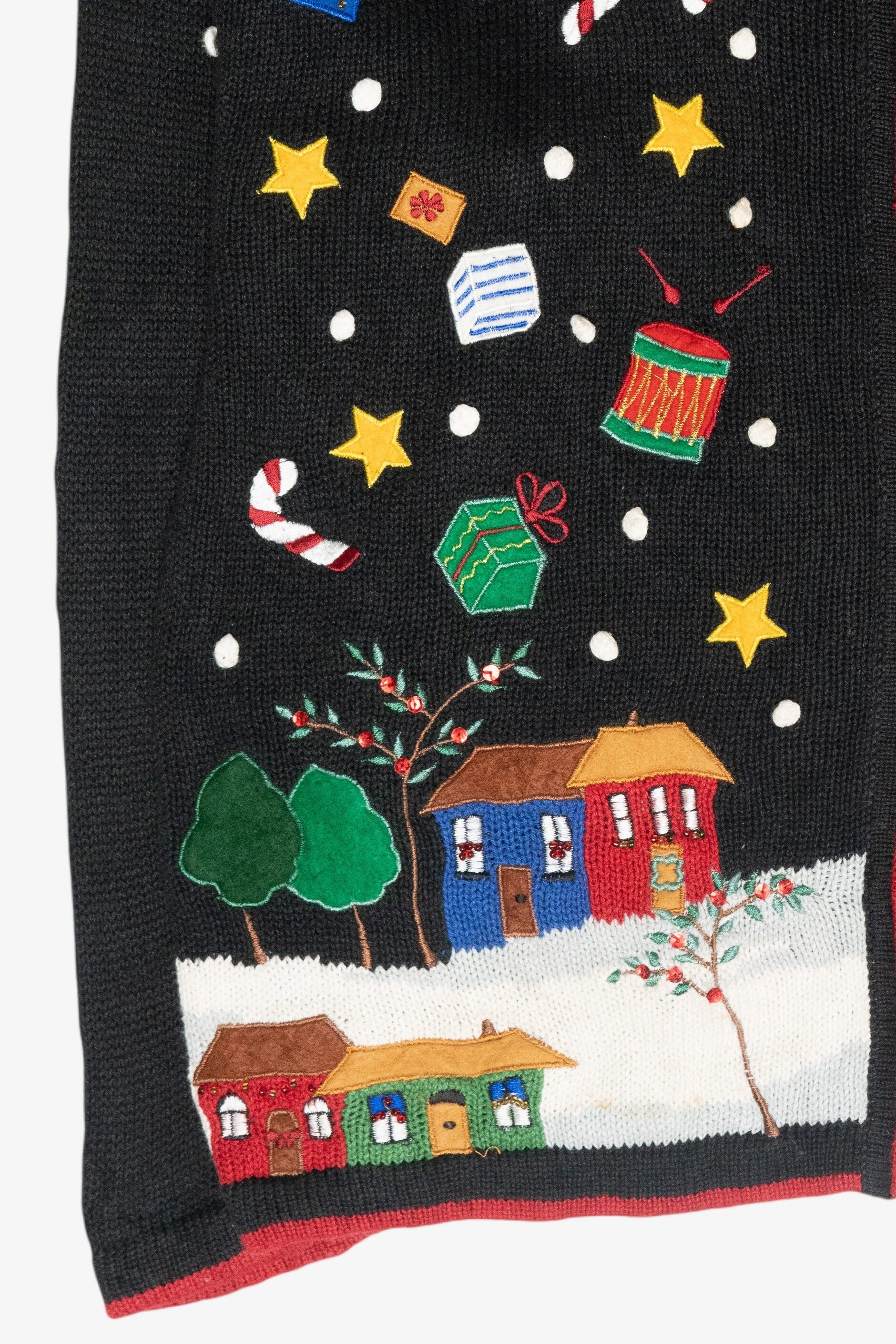 Starry Winter Village Vintage Christmas Zip Cardigan (2000s)