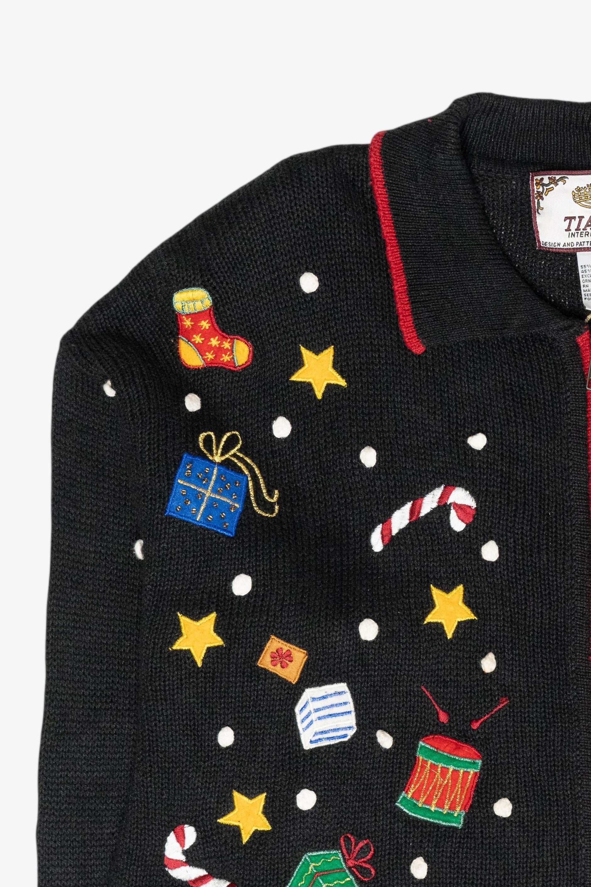 Starry Winter Village Vintage Christmas Zip Cardigan (2000s)