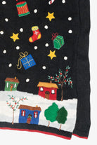 Starry Winter Village Vintage Christmas Zip Cardigan (2000s)