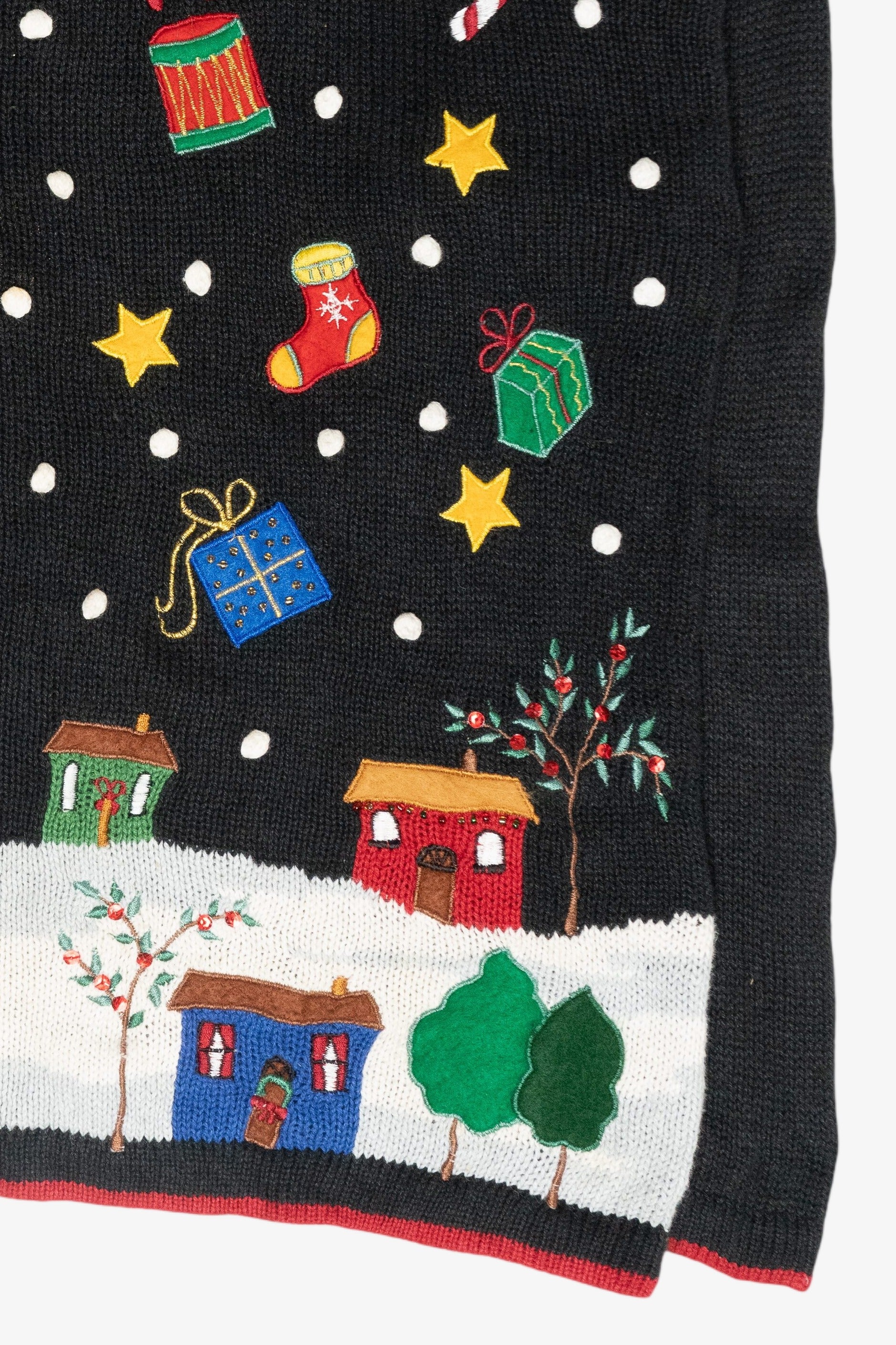 Starry Winter Village Vintage Christmas Zip Cardigan (2000s)