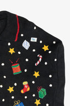 Starry Winter Village Vintage Christmas Zip Cardigan (2000s)