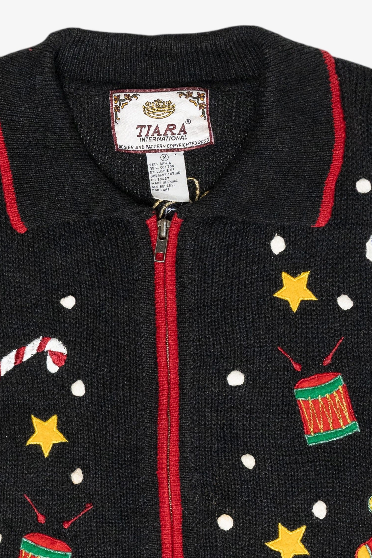 Starry Winter Village Vintage Christmas Zip Cardigan (2000s)