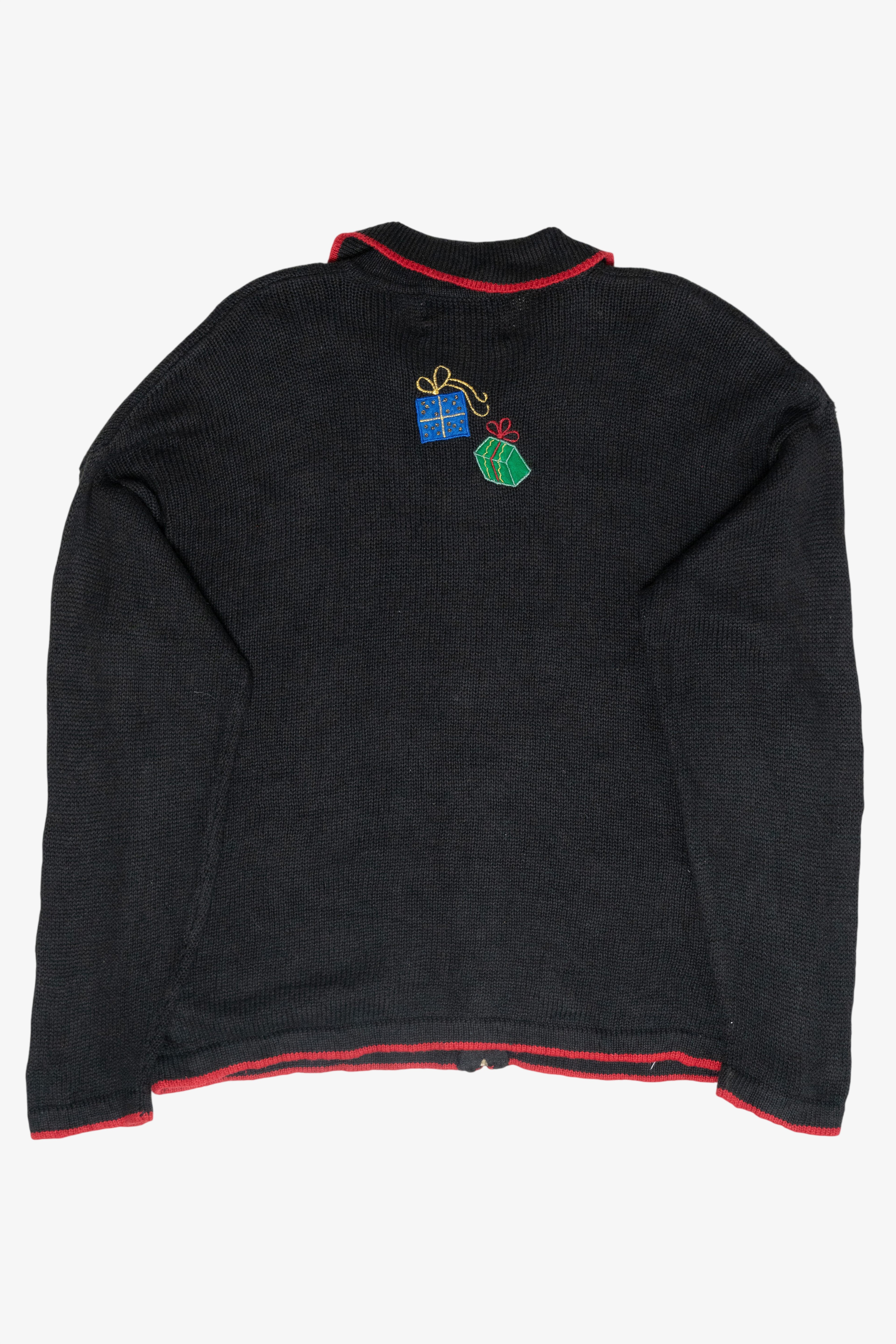 Starry Winter Village Vintage Christmas Zip Cardigan (2000s)