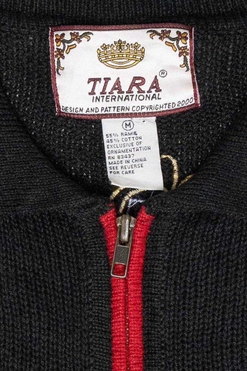 Starry Winter Village Vintage Christmas Zip Cardigan (2000s)