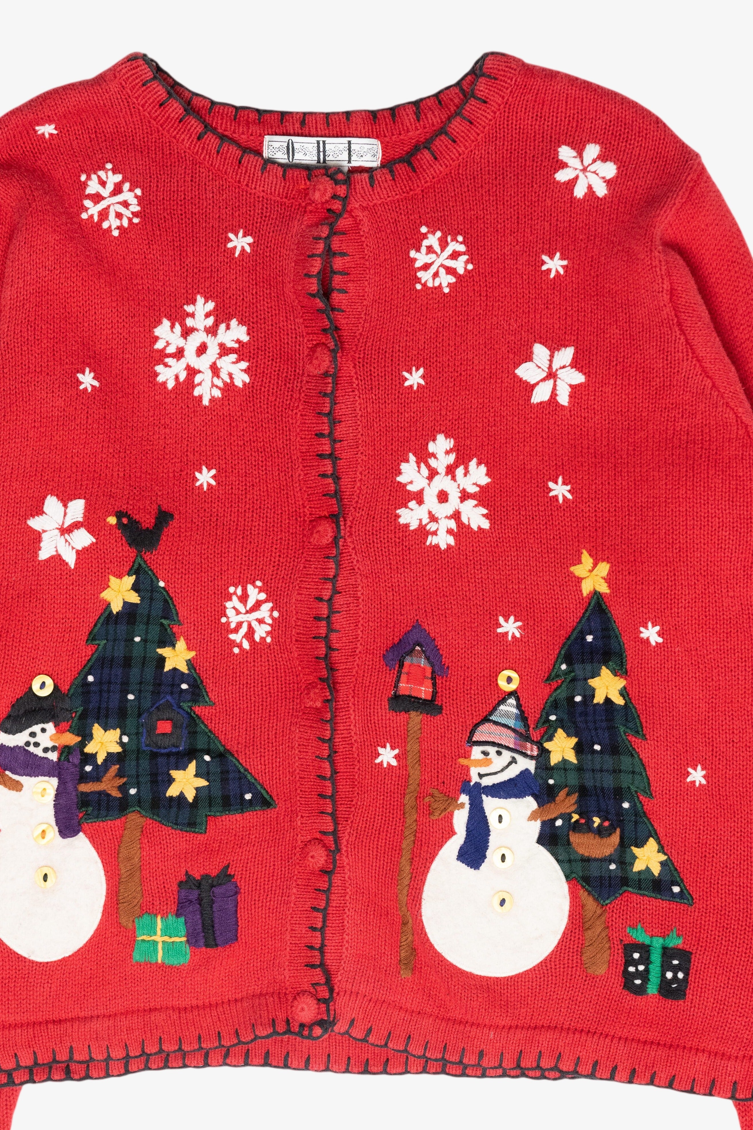 Snowmen Plaid Presents Vintage Ugly Christmas Sweater (1990s)