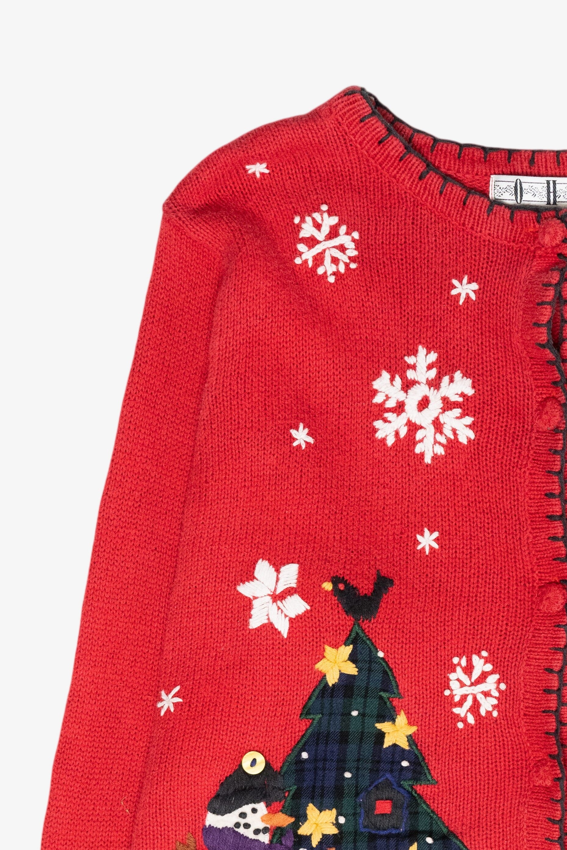 Snowmen Plaid Presents Vintage Ugly Christmas Sweater (1990s)