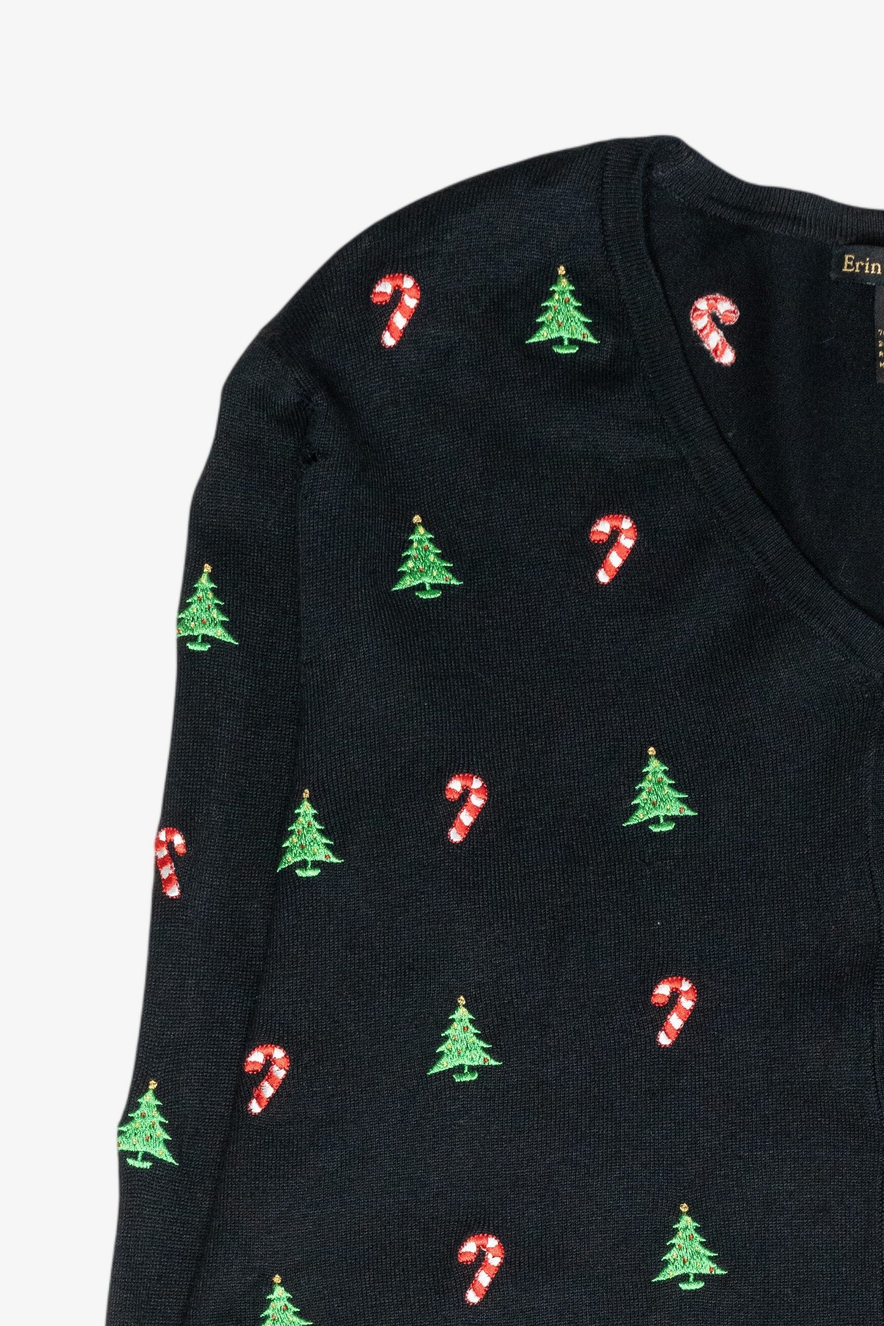 Candy Canes & Trees Mini Vintage Ugly Christmas Cardigan (1990s)
