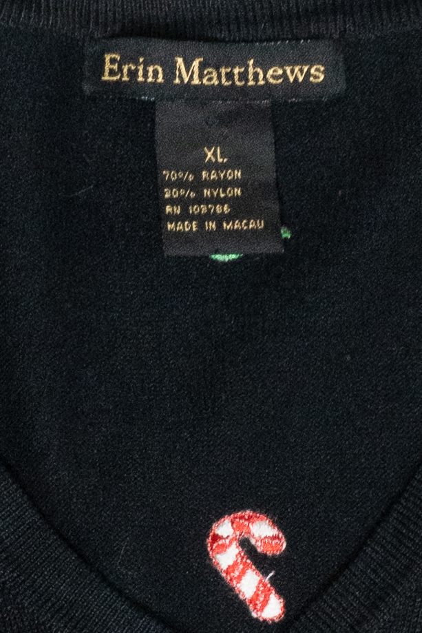 Candy Canes & Trees Mini Vintage Ugly Christmas Cardigan (1990s)
