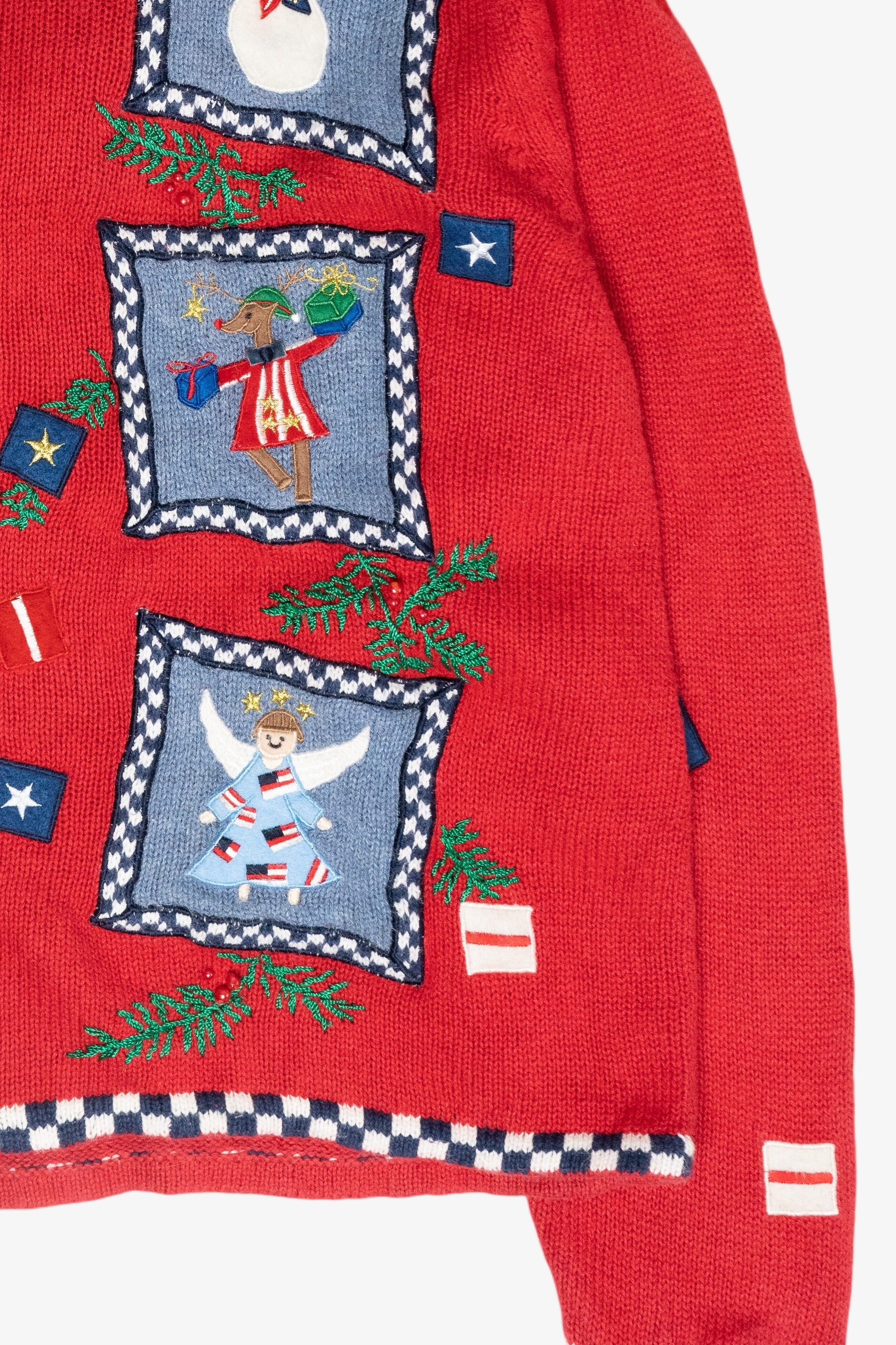 Patriotic USA Hooded Vintage Ugly Christmas Zip Cardigan (2000s)