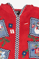 Patriotic USA Hooded Vintage Ugly Christmas Zip Cardigan (2000s)