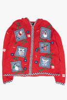 Patriotic USA Hooded Vintage Ugly Christmas Zip Cardigan (2000s)