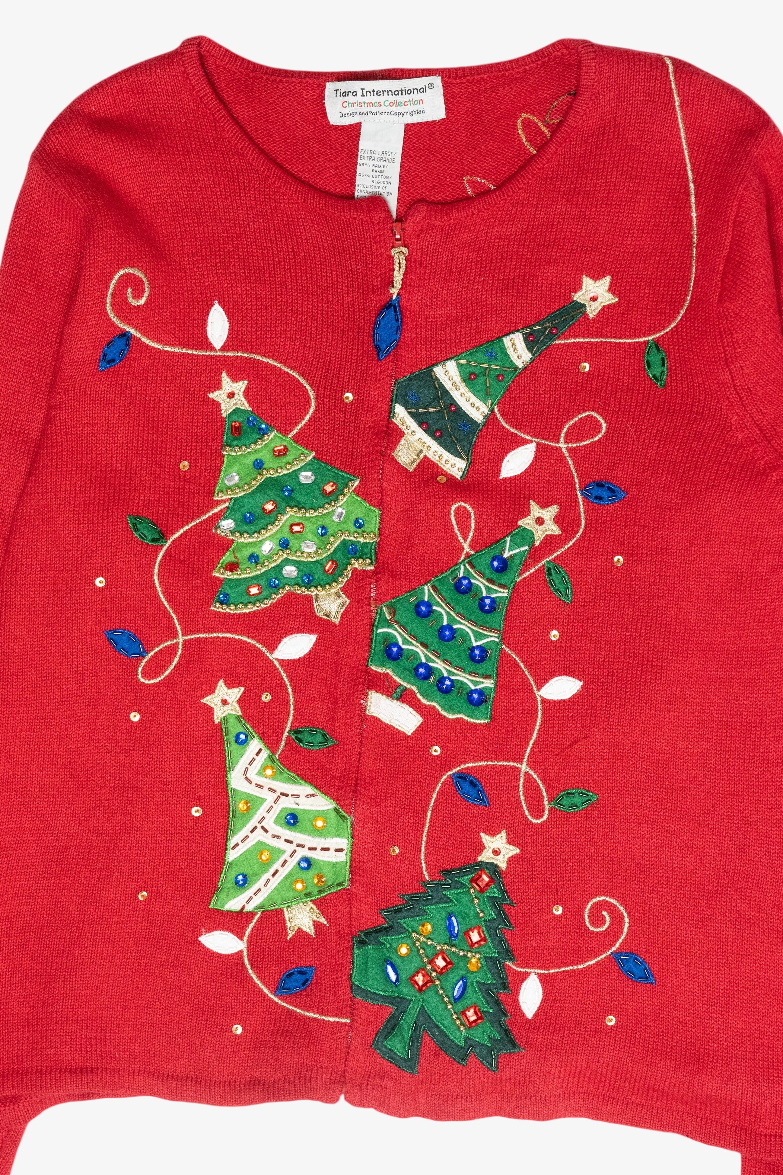 Trees Vintage Ugly Christmas Cardigan (2000s)