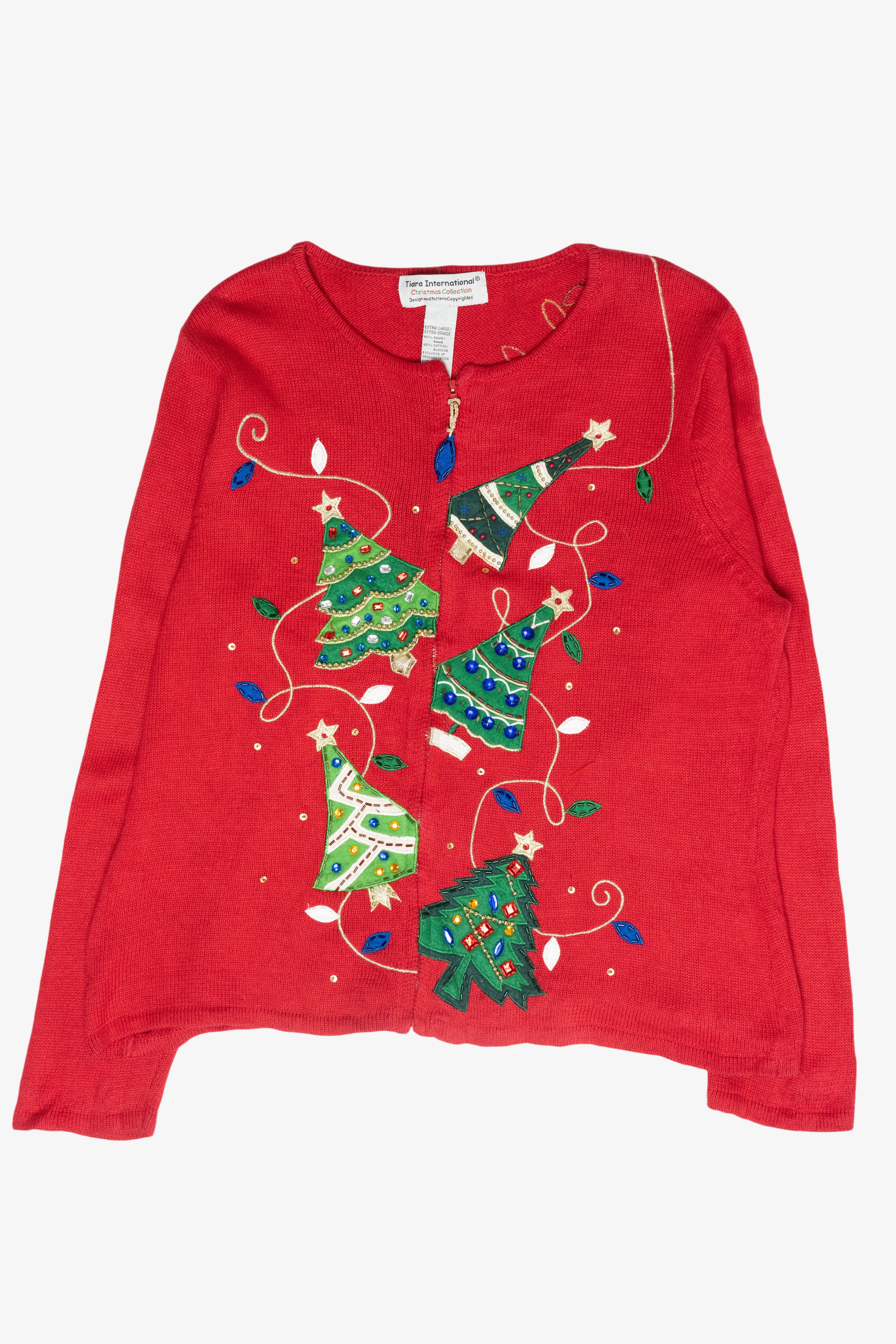 Trees Vintage Ugly Christmas Cardigan (2000s)
