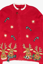 Goofy Reindeer Vintage Ugly Christmas Cardigan (2000s)