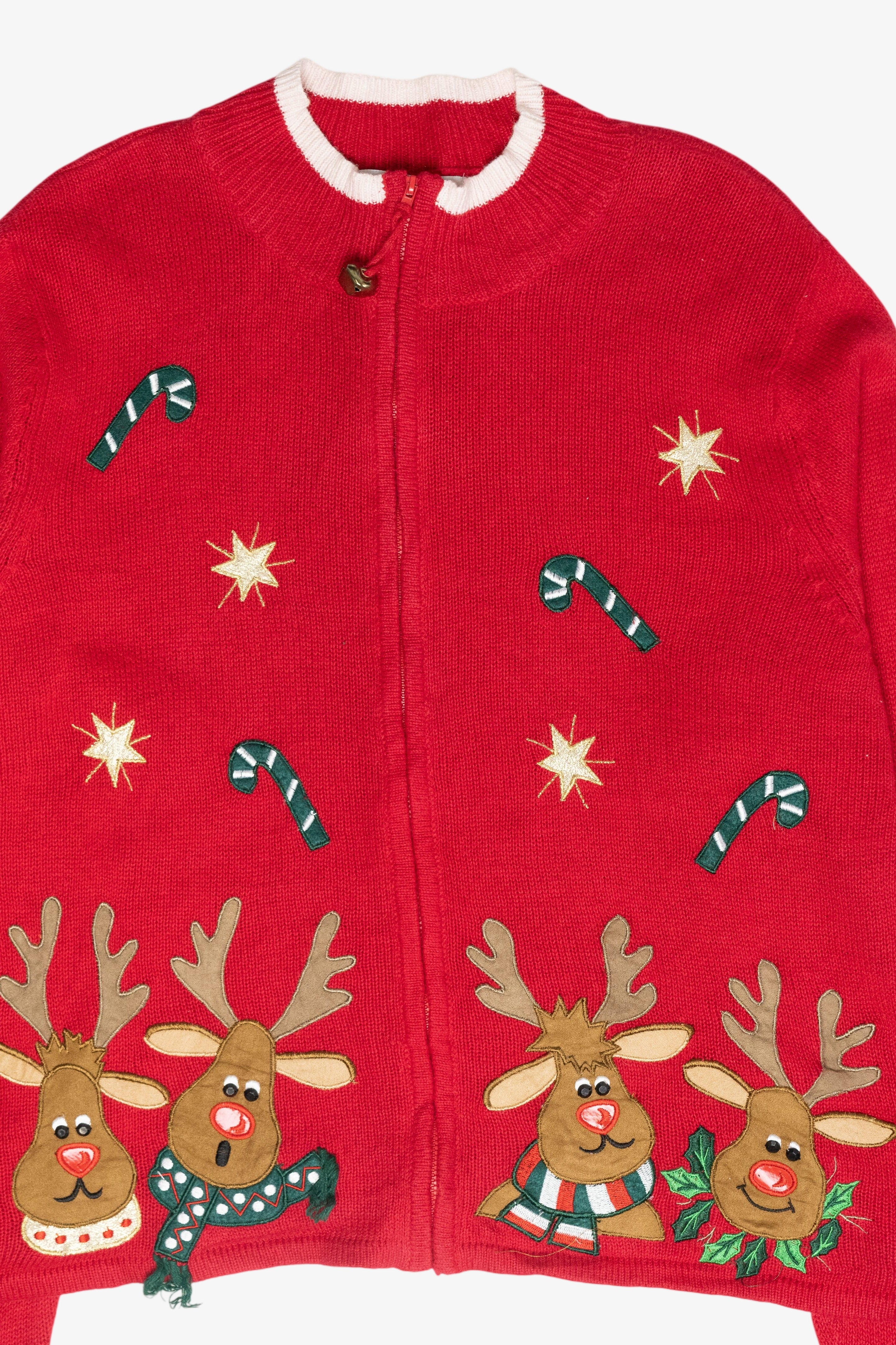 Goofy Reindeer Vintage Ugly Christmas Cardigan (2000s)