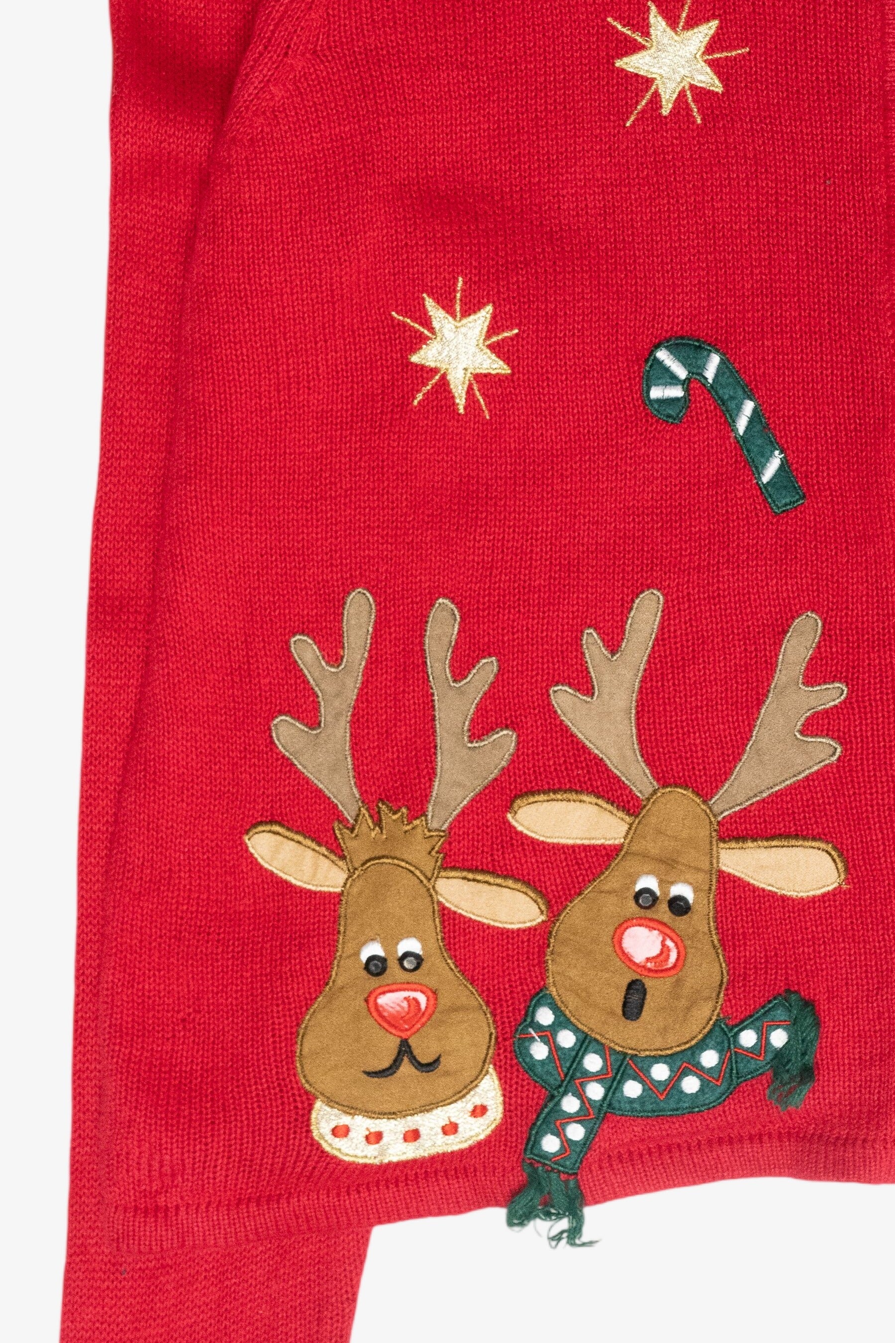 Goofy Reindeer Vintage Ugly Christmas Cardigan (2000s)