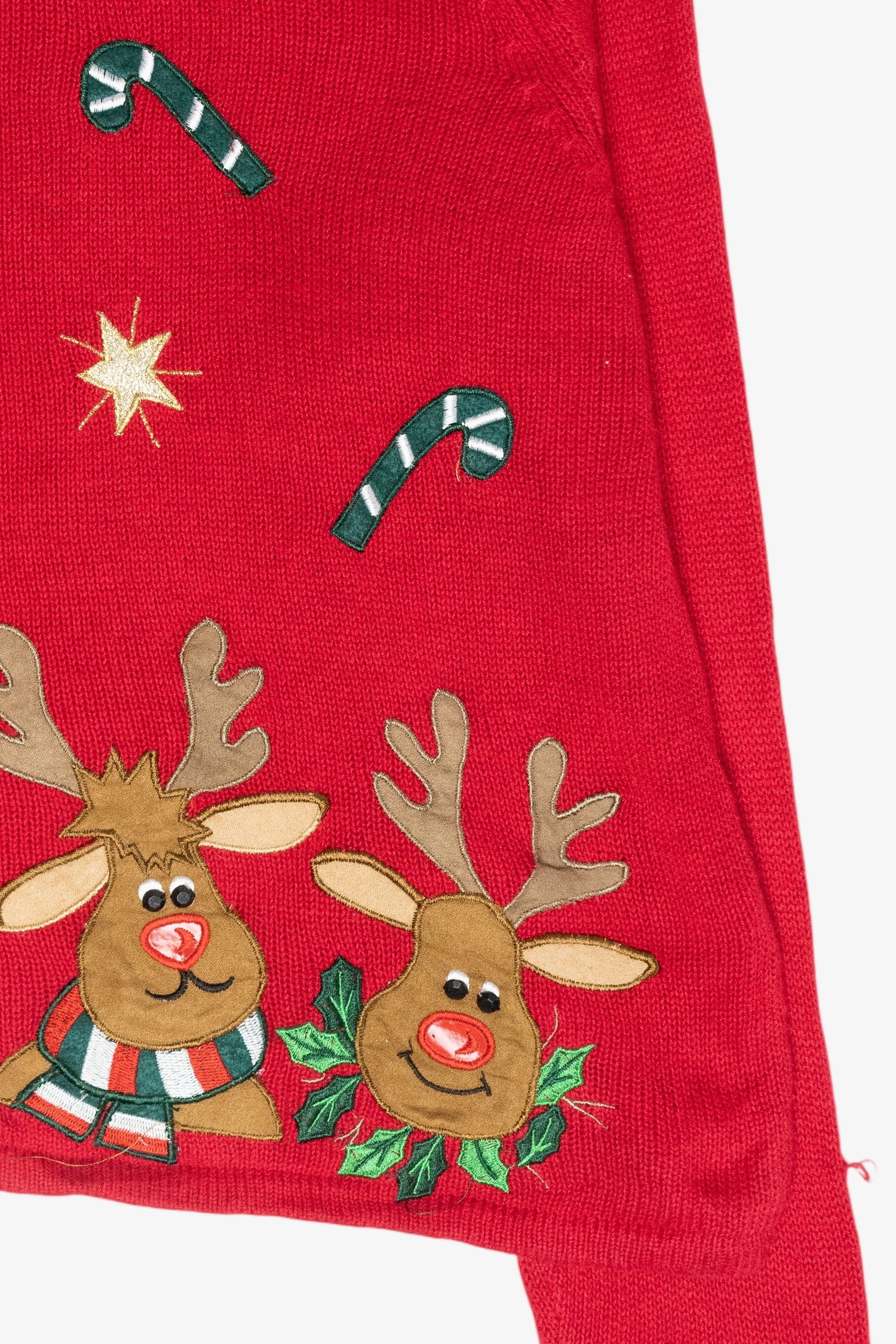 Goofy Reindeer Vintage Ugly Christmas Cardigan (2000s)