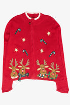 Goofy Reindeer Vintage Ugly Christmas Cardigan (2000s)