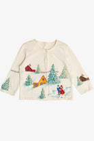 Vintage Intricate Snowy Landscape Ugly Christmas Sweater (1980s)