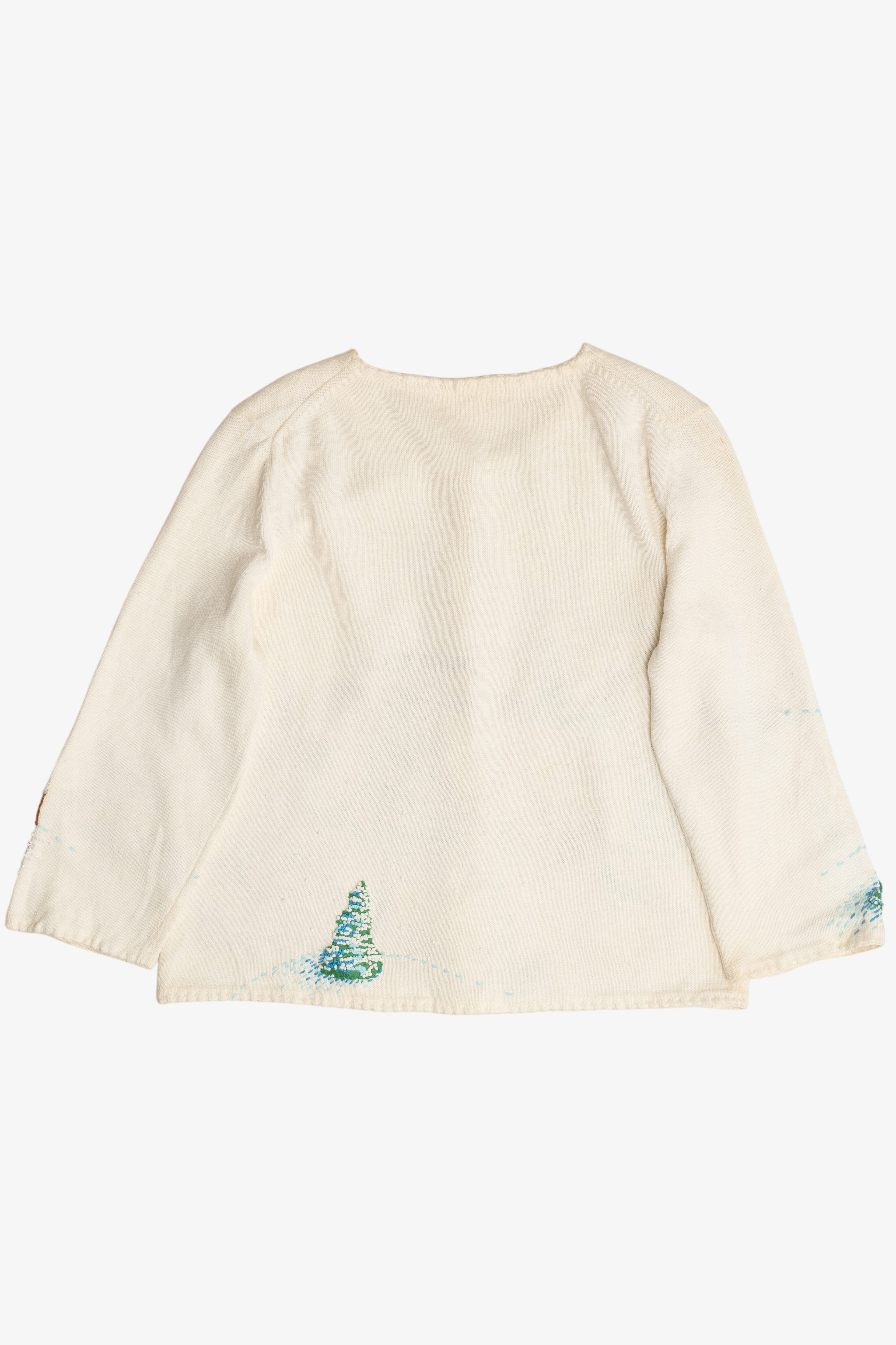 Vintage Intricate Snowy Landscape Ugly Christmas Sweater (1980s)