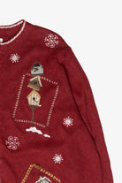 Winter Birdhouses Vintage Ugly Christmas Zip Cardigan (1990s)