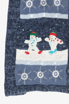 Ice Skating Snowmen Vintage Ugly Christmas Sweater (1990s)