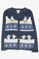 Ice Skating Snowmen Vintage Ugly Christmas Sweater (1990s)
