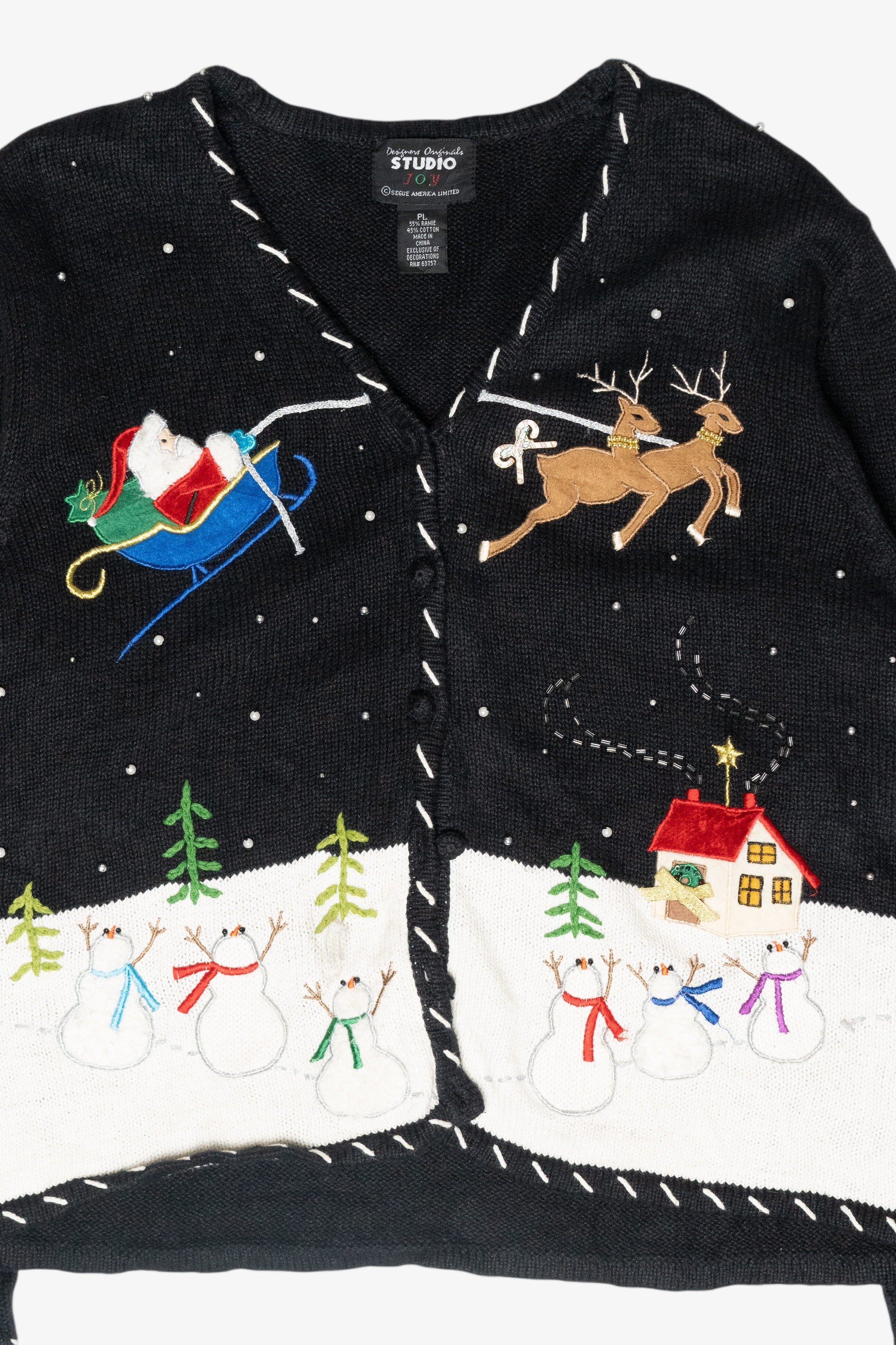 Sleigh Ride Vintage Ugly Christmas Cardigan (2000s)