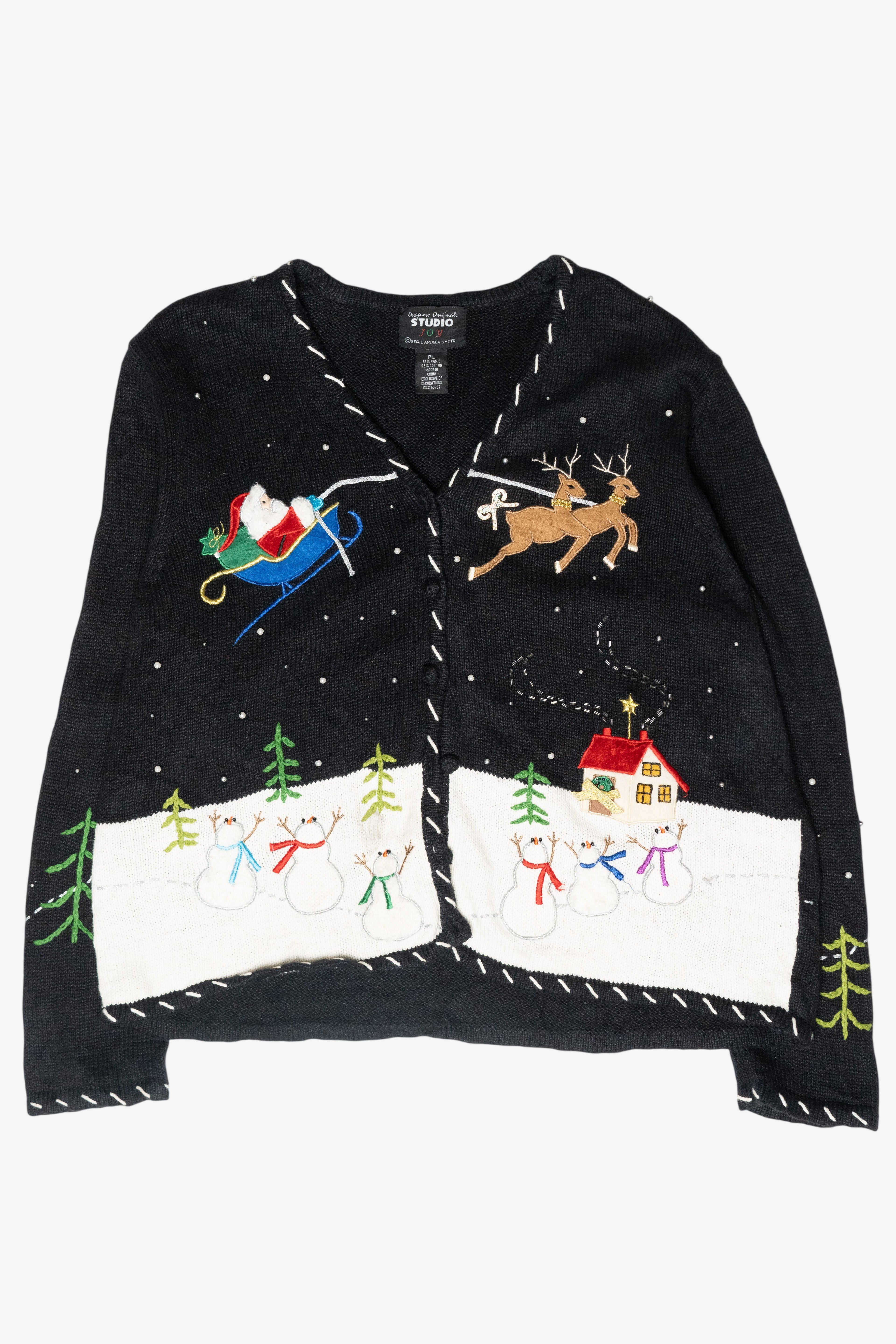 Sleigh Ride Vintage Ugly Christmas Cardigan (2000s)