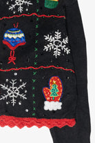 Hats and Mittens Crochet Trim Vintage Ugly Christmas Sweater (1990s)