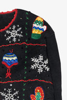Hats and Mittens Crochet Trim Vintage Ugly Christmas Sweater (1990s)