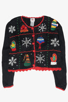 Hats and Mittens Crochet Trim Vintage Ugly Christmas Sweater (1990s)
