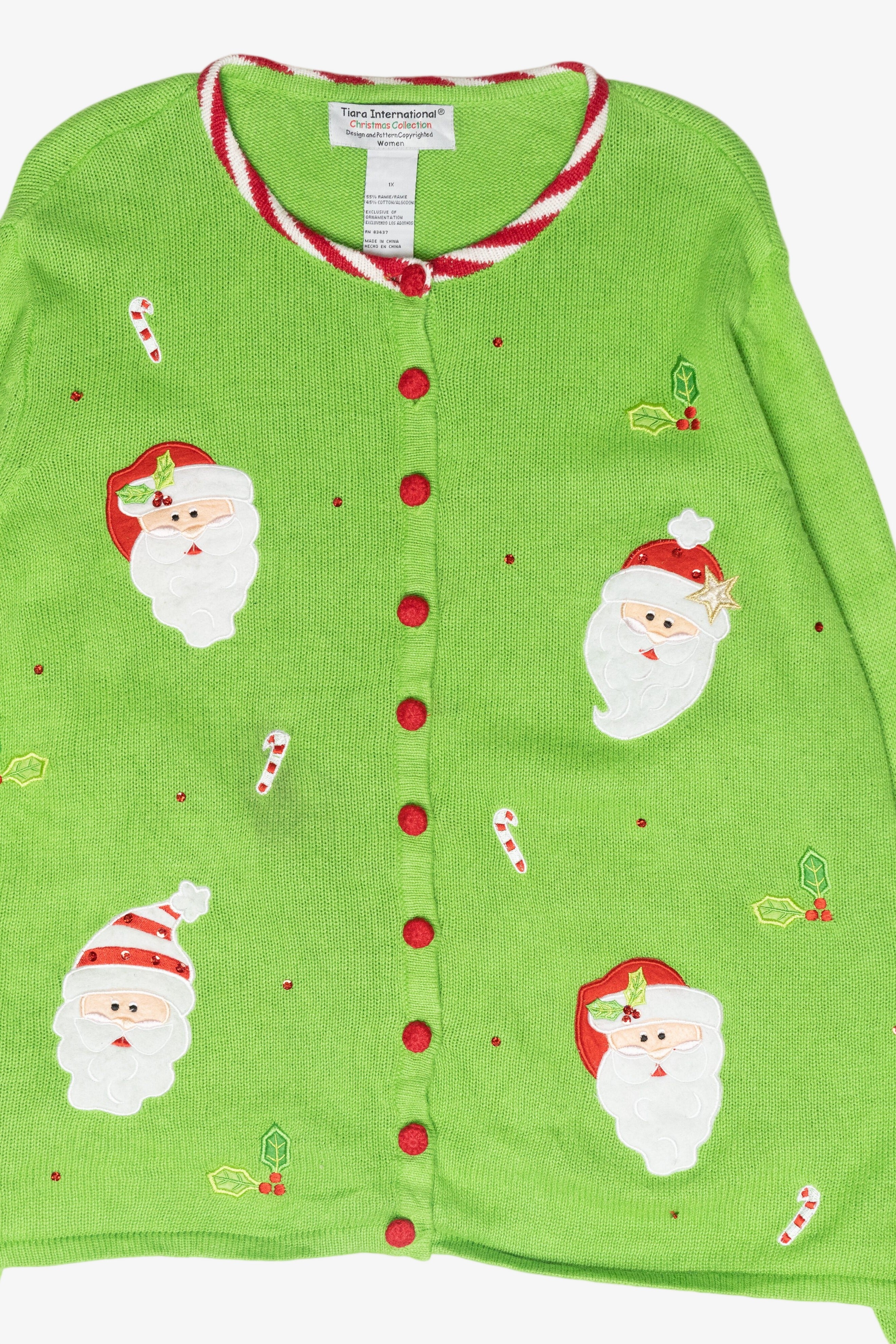 Santa Faces Vintage Ugly Christmas Sweater (2000s)